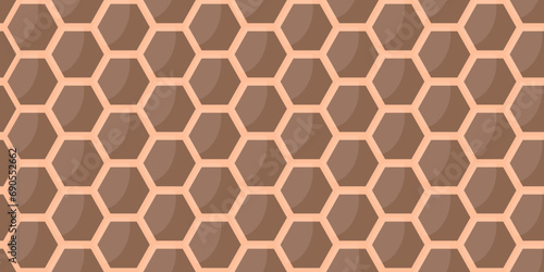 Peach fuzz Trendy Honeycomb seamless background. Sweet honey Pastel ornament. Vector illustration can used wallpaper, textile, fabric print and web banner.