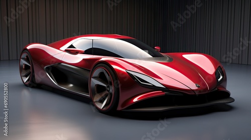 A sleek model of a modern sports car embodies futuristic design. Futuristic design, aerodynamic contours, dynamic silhouette, automotive elegance. Generated by AI.