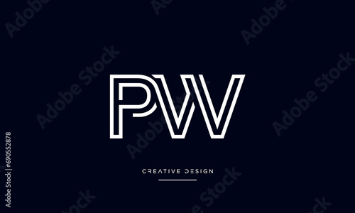 PW or WP Alphabet letters logo monogram