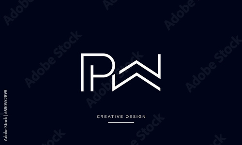 PW or WP Alphabet letters logo monogram