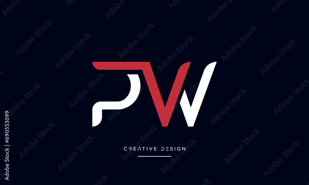 PW or WP Alphabet letters logo monogram PW or WP Alphabet letters logo monogram
