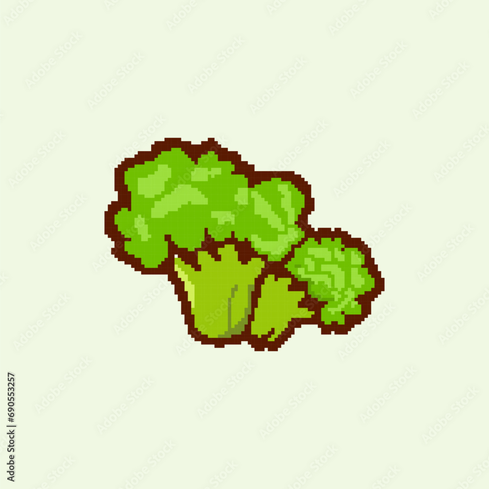 Broccoli pixel 8bit art vector illustration background. Broccoli pixel 8bit art vector illustration background.