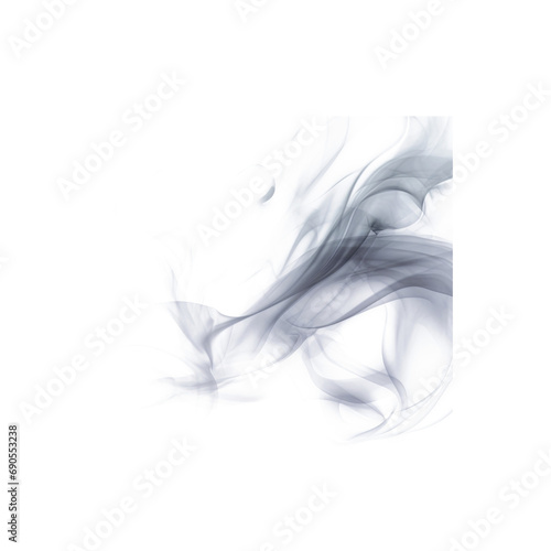 black smoke abstract blue wave background, isolated on white background PNG.