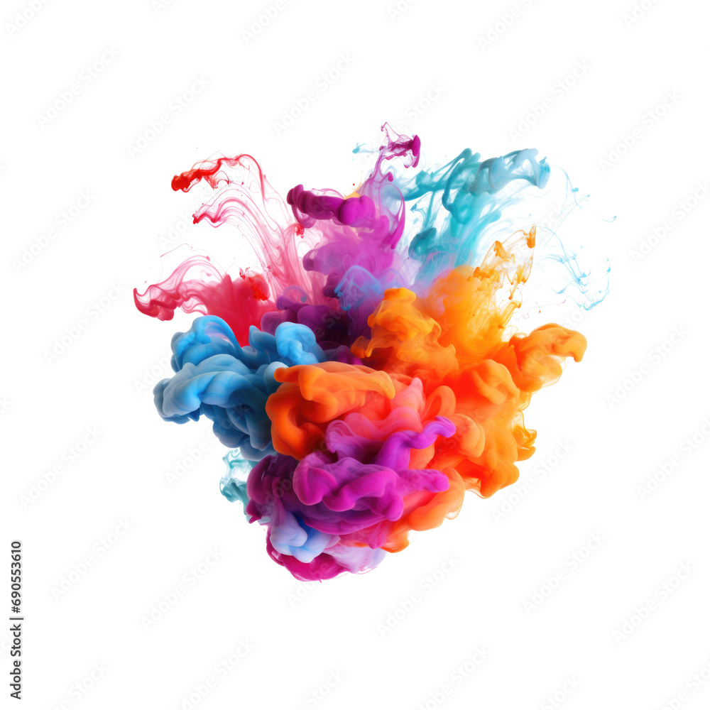 colorfull smoke abstract blue wave background, isolated on white background PNG.