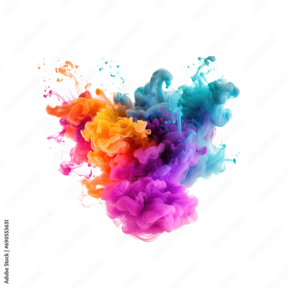 colorfull smoke abstract blue wave background, isolated on white background PNG.