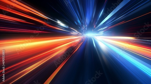 Abstract acceleration speed motion on night road