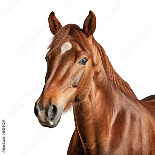 Horse face shot isolated on white or transparent background