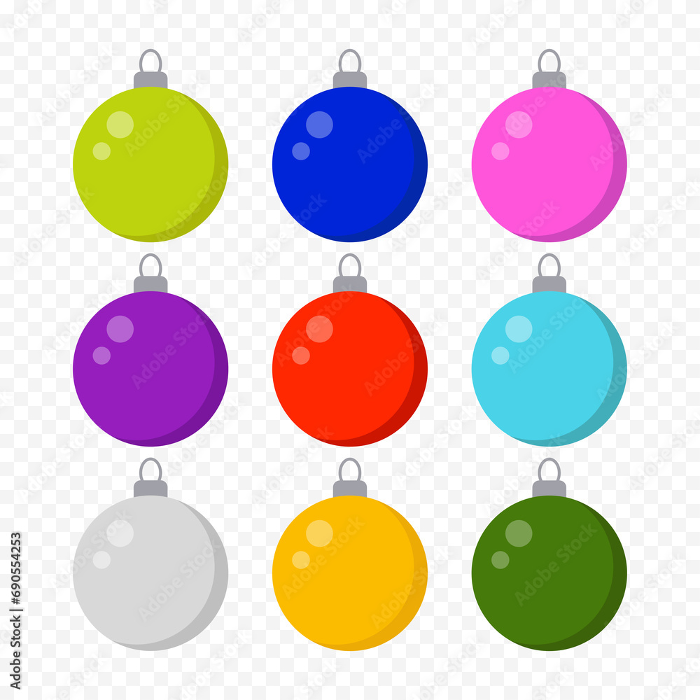 Christmas balls for decorating the Christmas tree, vector abstract colorful collection.