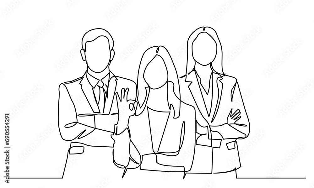 single line drawing of a group of businessmen and women standing, continuous line drawing of working people together in the office. Business team and teamwork concept. Isolated on a white background.
single line drawing of a group of businessmen and women standing, continuous line drawing of working people together in the office. Business team and teamwork concept. Isolated on a white background.