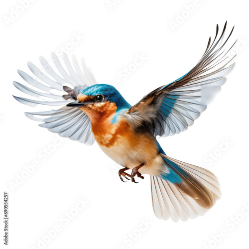kingfisher in flight isolated on white or transparent background