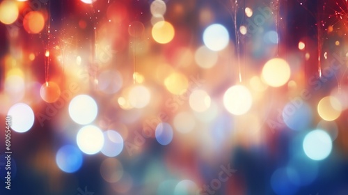Abstract background of defocused holiday lights.