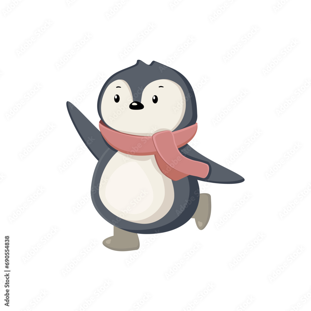 Obraz premium cute penguin in a scarf vector. eps 10