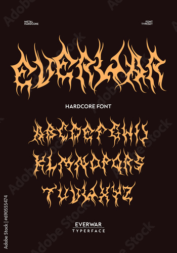 Metal font GOROK typography vector punk rock hardcore dark music typerface editable photo