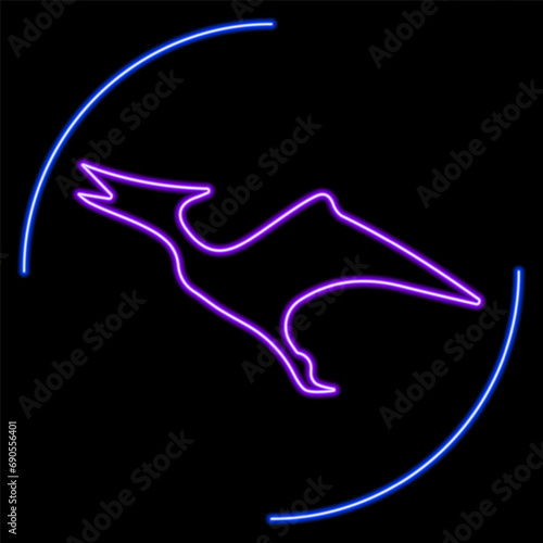 pterodactyl neon sign, modern glowing banner design, colorful modern design trends on black background. Vector illustration.