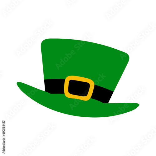 Día de San Patricio. Logo con sombrero verde de leprechaun para su uso en felicitaciones y tarjetas