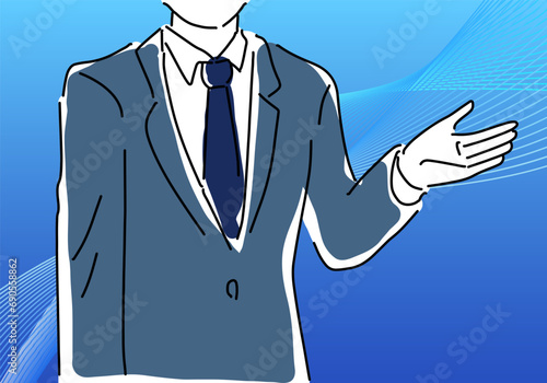 DXやITイメージのビジネスマンのシンプル線画