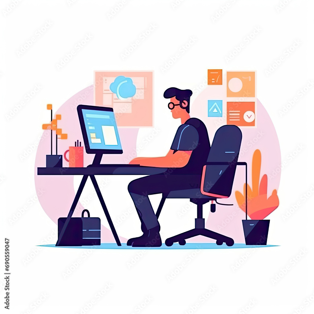 computer coding concept Flat vector illustration daily activities working AI Generated computer coding concept Flat vector illustration daily activities working AI Generated