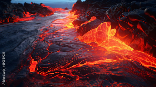 close up lava on iceland volcano