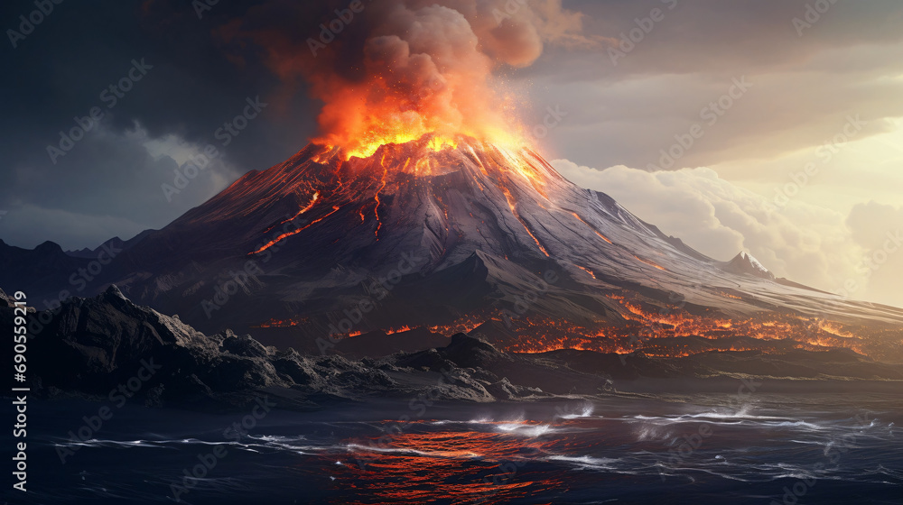 burning volcano in the volcano