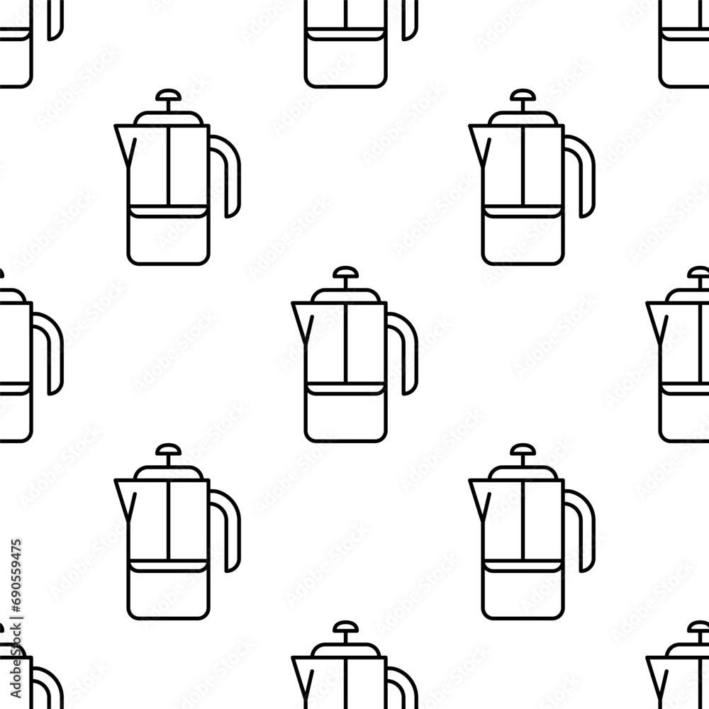 Seamless pattern with french press with coffee. Seamless pattern with french press with coffee.