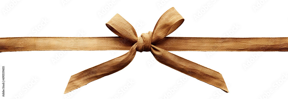 Fototapeta premium Stylish brown fabric bow, cut out