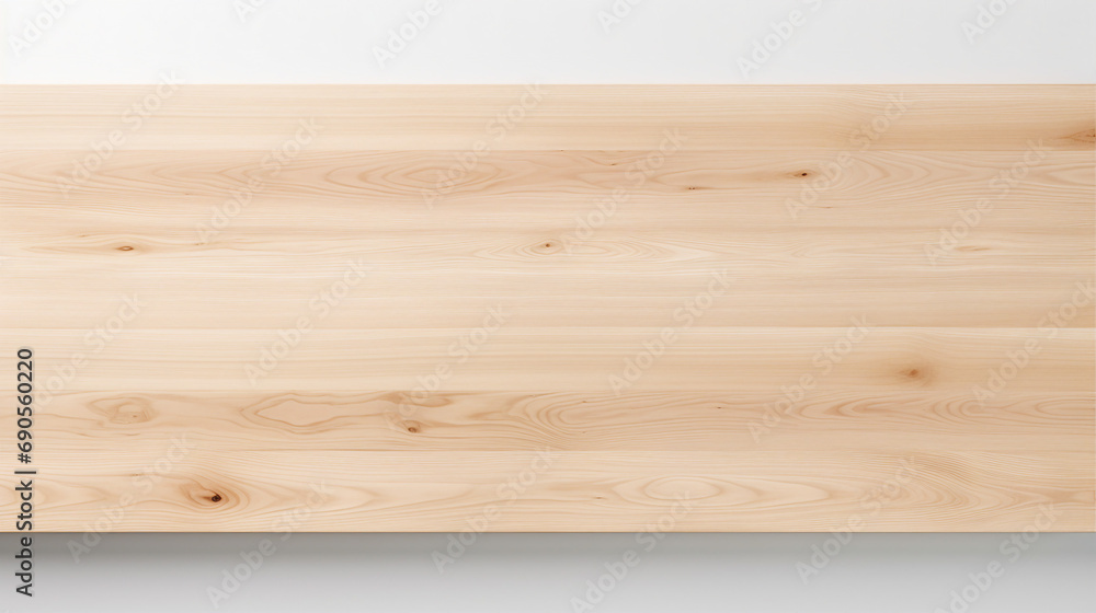 Modern Minimalist Interior: Light Wooden Tabletop on White Background - Clean and Elegant Design for Home Decoration, Empty Room Concept