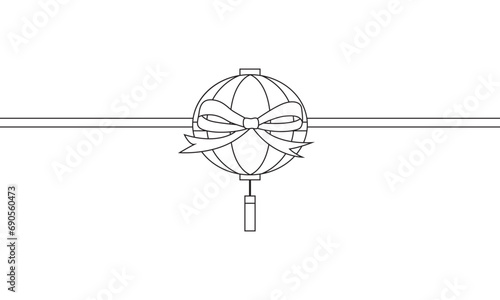 chinese lantern with ribbon line art style vector eps 10