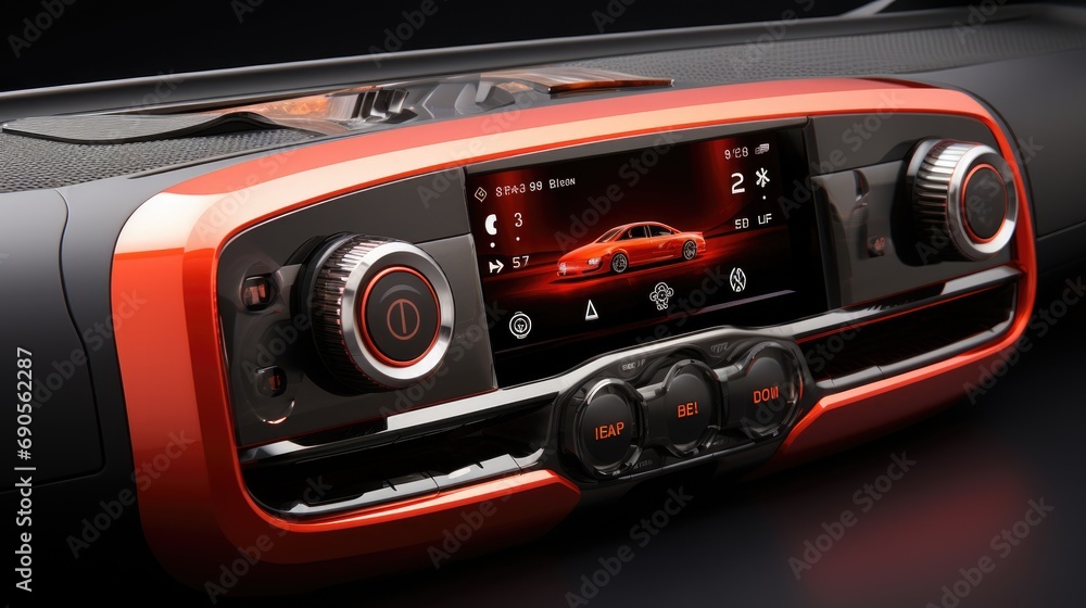Fototapeta premium Car radio. Multimedia system display of modern car