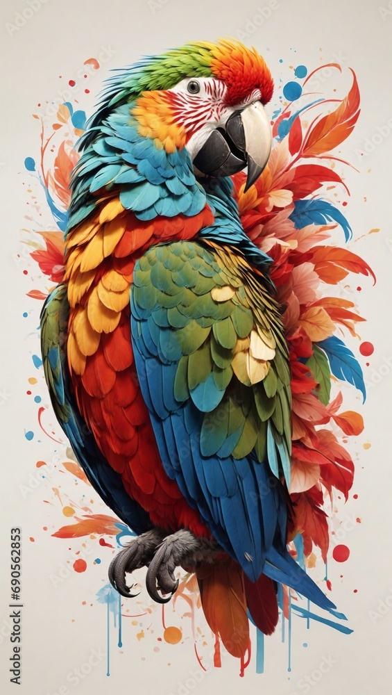 Obraz premium A Colorful Parrot with a Skull on Its Head