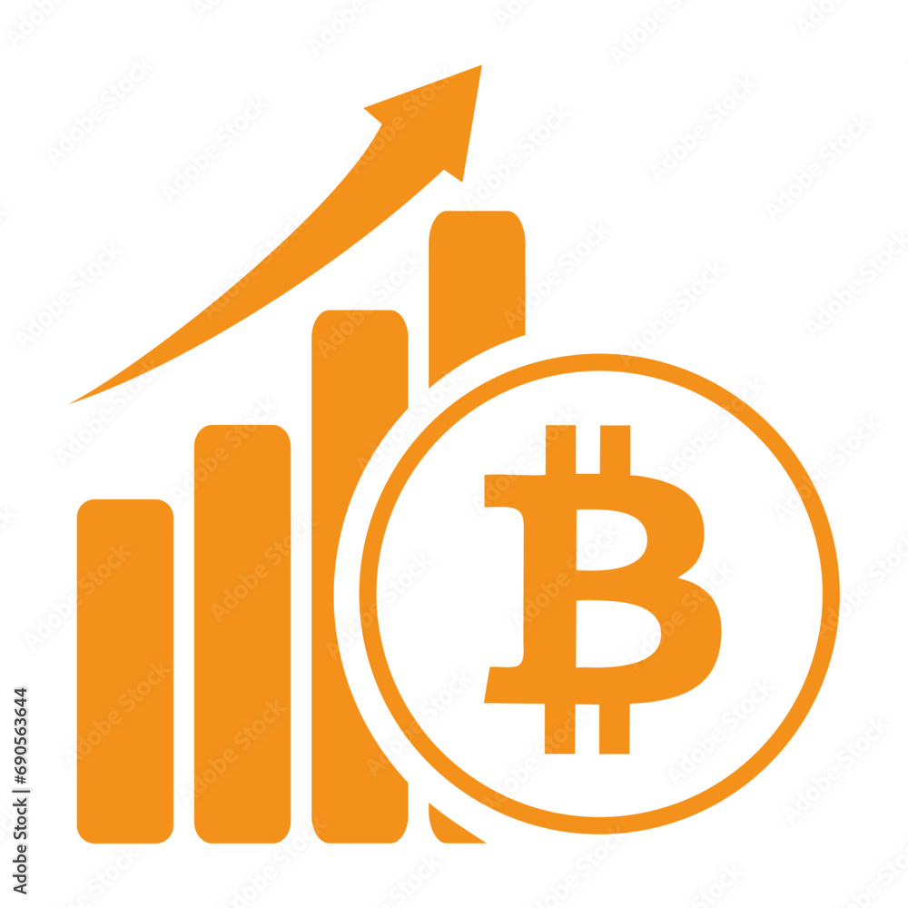 Bitcoin crypto currency graph statistic growing rising symbol logo button pictogram Bitcoin crypto currency graph statistic growing rising symbol logo button pictogram