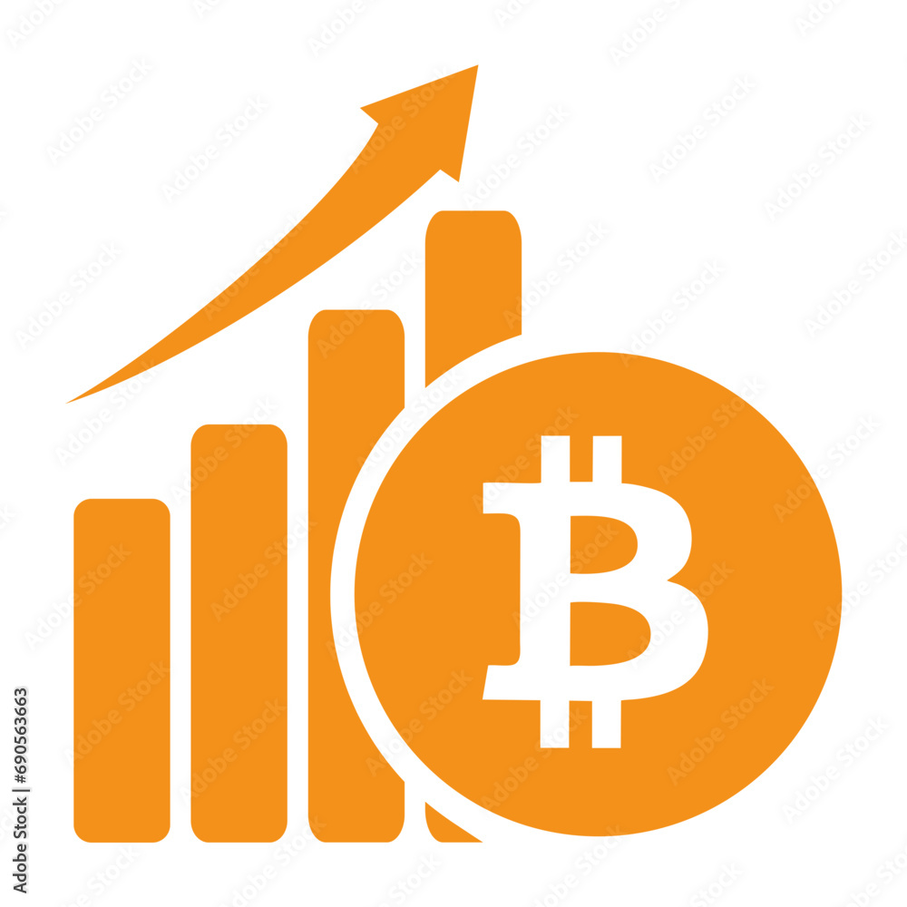 Bitcoin crypto currency graph statistic growing rising symbol logo button pictogram Bitcoin crypto currency graph statistic growing rising symbol logo button pictogram