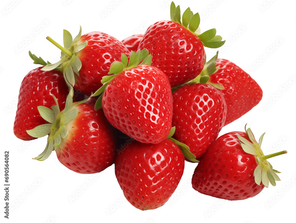 A white-background photo of a bunch of vibrant red strawberries. A white-background photo of a bunch of vibrant red strawberries.
