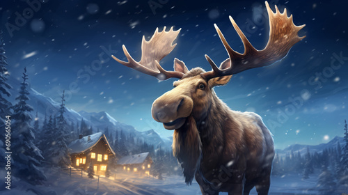 Funny Christmas moose