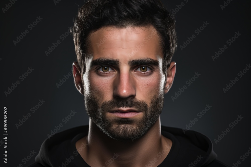 Portrait of a handsome young man with a beard on a dark background Portrait of a handsome young man with a beard on a dark background