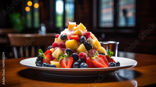 fruit salad in a glass bowl HD 8K wallpaper Stock Photographic Image  photo