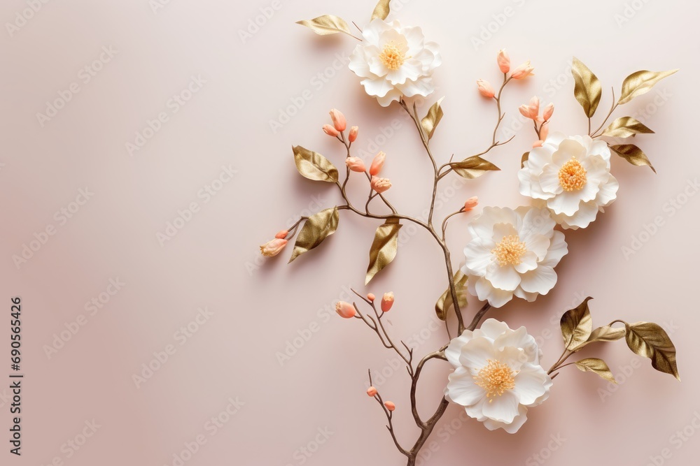 Camellia branches on elegant pastel background. Wedding invitations, greeting cards, wallpaper, background, printing, poster, social ads, banner Camellia branches on elegant pastel background. Wedding invitations, greeting cards, wallpaper, background, printing, poster, social ads, banner