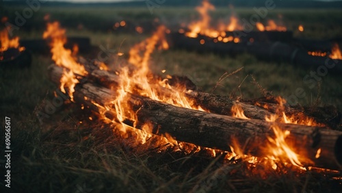 A Fiery Blaze Engulfs the Expansive Field photo