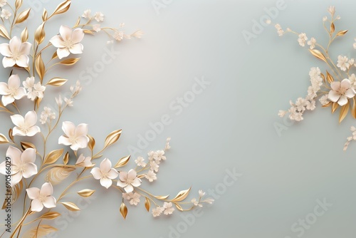 White jasmine branches on elegant pastel background. Wedding invitations, greeting cards, wallpaper, background, printing photo