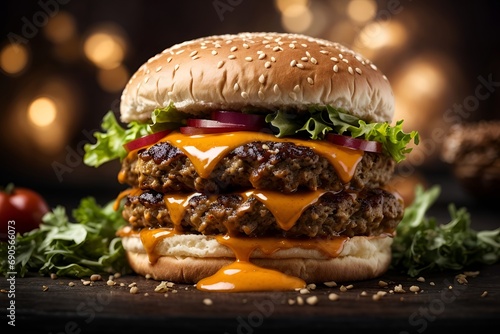 A Delicious Hamburger with Cheese and Lettuce