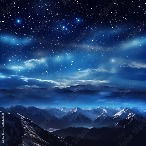 A starry night sky over a mountain range