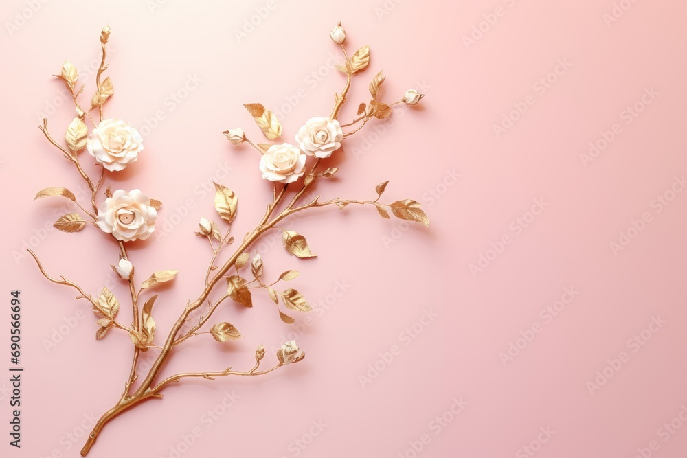 Rose branches on elegant pastel background. Wedding invitations, greeting cards, wallpaper, background, printing, poster, social ads, banner Rose branches on elegant pastel background. Wedding invitations, greeting cards, wallpaper, background, printing, poster, social ads, banner