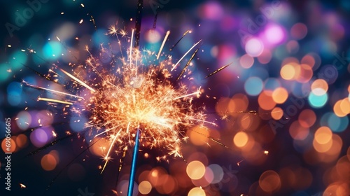 Close-up view of lit up colorful sparkler