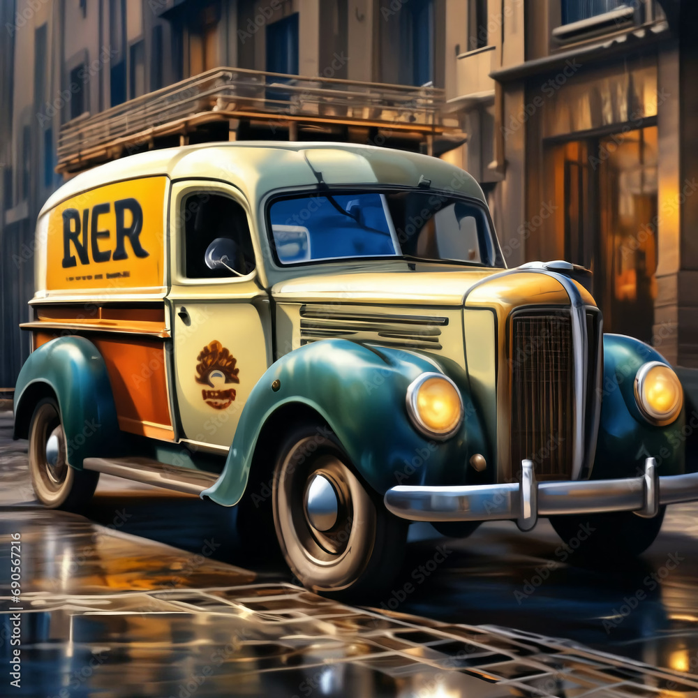 Obraz premium old car for transporting beer
