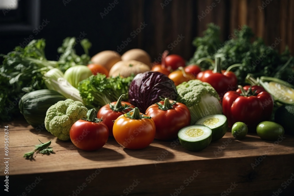 A Variety of Fresh Vegetables on a Wooden Table A Variety of Fresh Vegetables on a Wooden Table