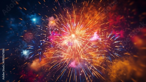 Colorful firework with multiple sparks