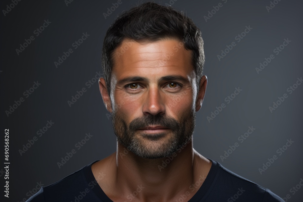 Portrait of handsome man with beard and mustache. Studio shot. Portrait of handsome man with beard and mustache. Studio shot.