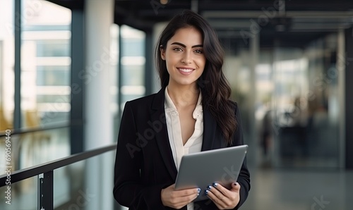 A Professional Woman Holding a Tablet for Business Purposes