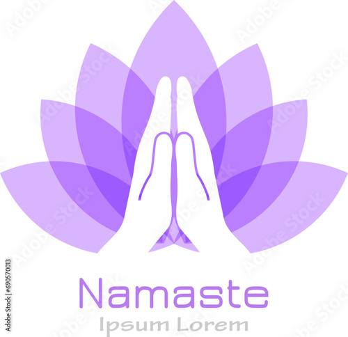 Namaste hand sign on white background