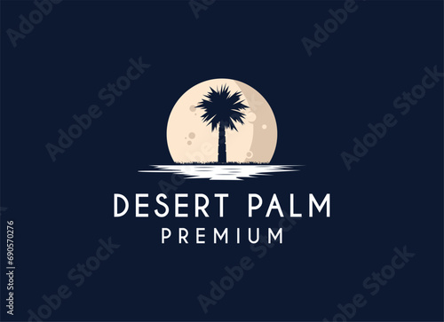 Palm beach travel and hotel with seabird symbol logo design template