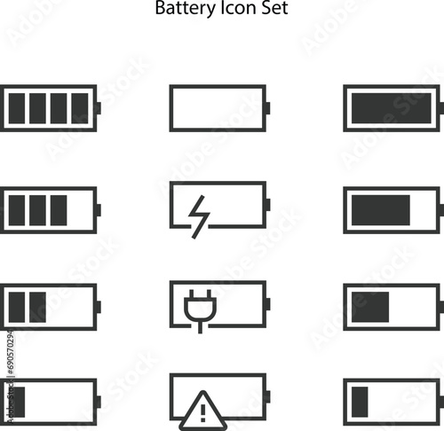 Battery icon set vector illustration. battery charging sign and symbol. battery charge level.